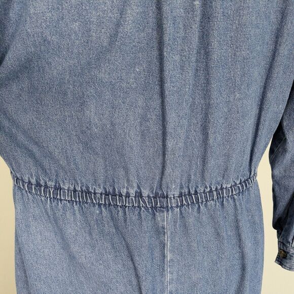 Vintage Talbots Denim Shirt Dress 90s Embroidered Modest Blue Jean Grunge 16P - Picture 12 of 16